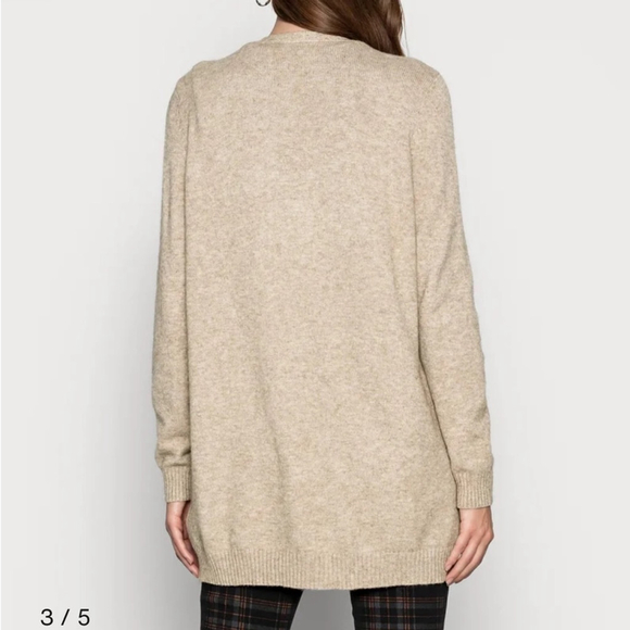 Only Lesly Long Sleeve Open-front Knit Cardigan L Beige Melange - Picture 3 of 13